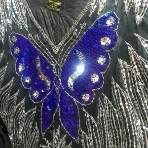 Vintage Sequin butterfly top